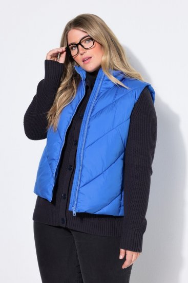 Ulla Popken 851833 Quiltet vest med ståkrave Blå - Veste - 