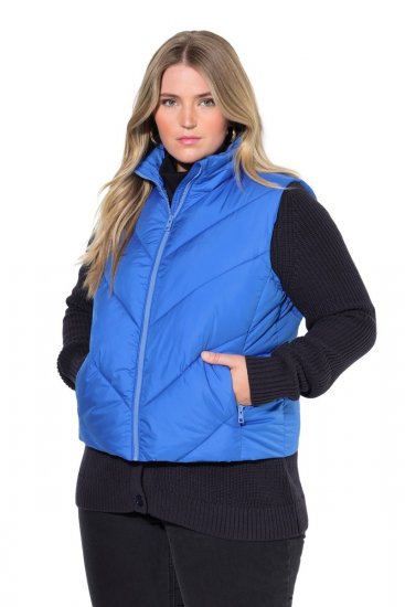 Ulla Popken 851833 Quiltet vest med ståkrave Blå - Veste - 