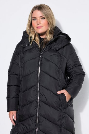 Ulla Popken 851842 Vatteret frakke Sort - Frakker - Frakker i store størrelser