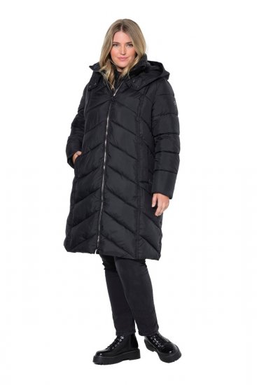 Ulla Popken 851842 Vatteret frakke Sort - Frakker - Frakker i store størrelser
