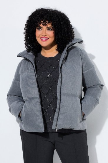 Ulla Popken 851854 Quiltet jakke Gråmeleret - Jakker - Dame jakker i store størrelser