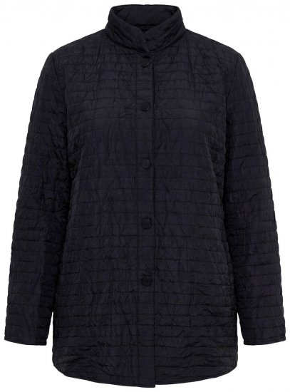 Ulla Popken 852076 Quiltet crêpejakke med høj krave Sort - Jakker - Dame jakker i store størrelser