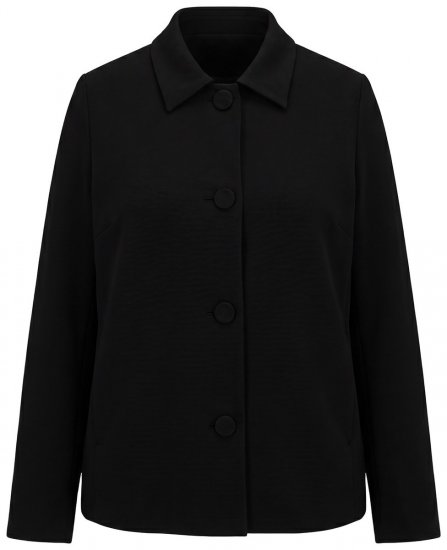 Ulla Popken 852167 Blazer med skjortekrave Sort - Blazere - Blazere i plusstørrelser til kvinder