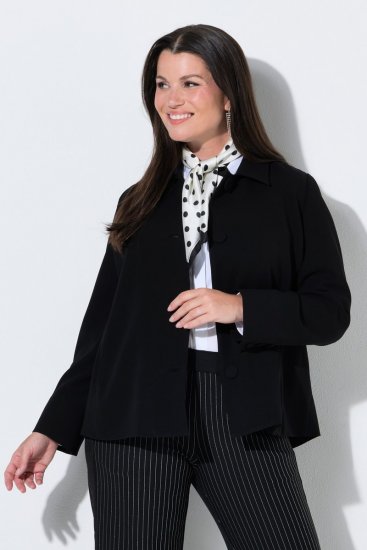 Ulla Popken 852167 Blazer med skjortekrave Sort - Blazere - Blazere i plusstørrelser til kvinder
