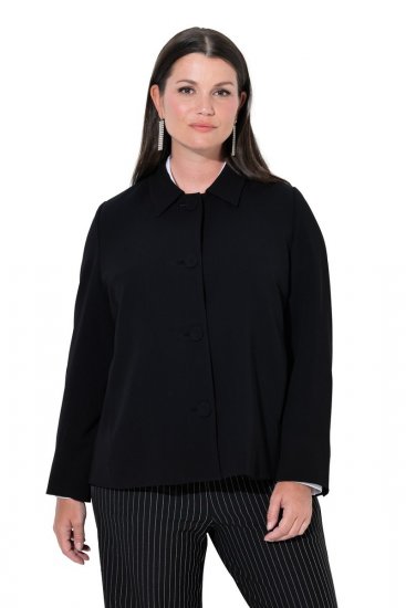 Ulla Popken 852167 Blazer med skjortekrave Sort - Blazere - Blazere i plusstørrelser til kvinder