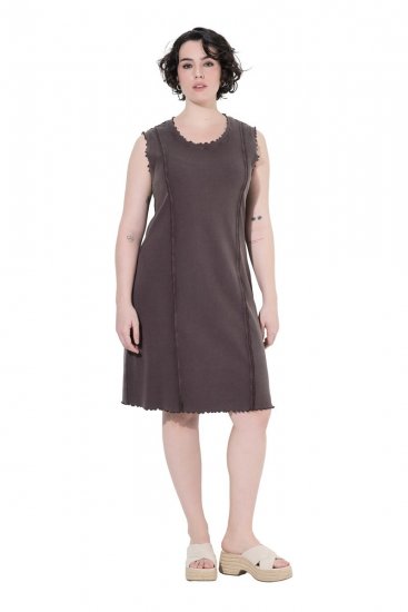 Ulla Popken 852190 Jerseykjole Mahognibrun - Sommerkjoler - Sommerkjoler i store størrelser