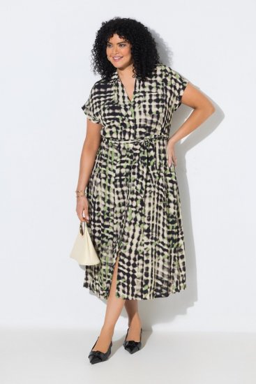 Ulla Popken 852257 Mønstret maxikjole Taupe - Maxikjoler - Maxikjoler i plus size