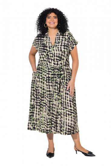 Ulla Popken 852257 Mønstret maxikjole Taupe - Maxikjoler - Maxikjoler i plus size