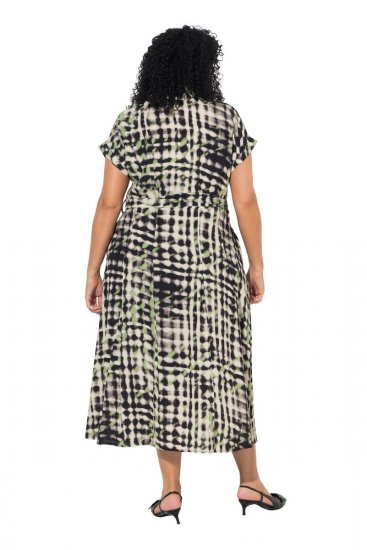 Ulla Popken 852257 Mønstret maxikjole Taupe - Maxikjoler - Maxikjoler i plus size