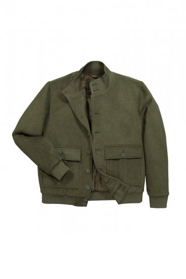 JP1880 852294 Jakke i uldmix med ståkrave Khakigrøn - Jakker - Jakker i store størrelser, 2XL- 12XL