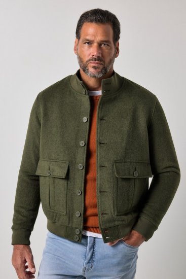 JP1880 852294 Jakke i uldmix med ståkrave Khakigrøn - Jakker - Jakker i store størrelser, 2XL- 12XL