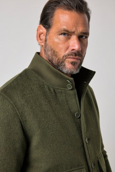JP1880 852294 Jakke i uldmix med ståkrave Khakigrøn - Jakker - Jakker i store størrelser, 2XL- 12XL