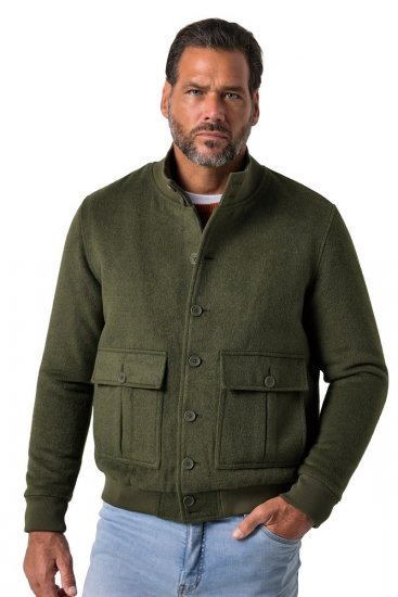 JP1880 852294 Jakke i uldmix med ståkrave Khakigrøn - Jakker - Jakker i store størrelser, 2XL- 12XL