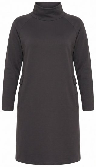 Ulla Popken 852456 Sweatkjole med rullekrave Mørkebrun - Sweatkjoler - 