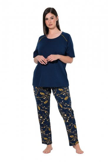 Ulla Popken 852577 Mønstret pyjamas Mørkeblå - Pyjama/Loungewear - 