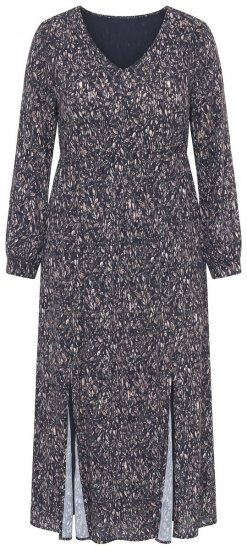 Ulla Popken 852606 Mønstret maxikjole Sort - Maxikjoler - Maxikjoler i plus size