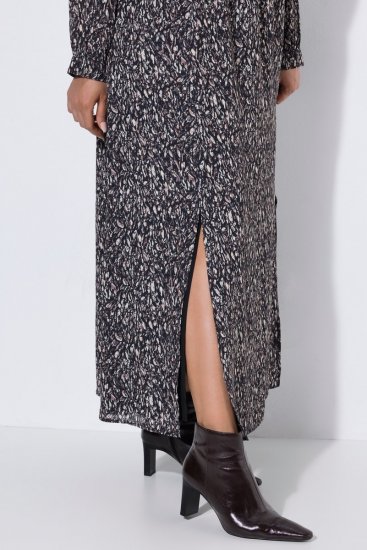 Ulla Popken 852606 Mønstret maxikjole Sort - Maxikjoler - Maxikjoler i plus size