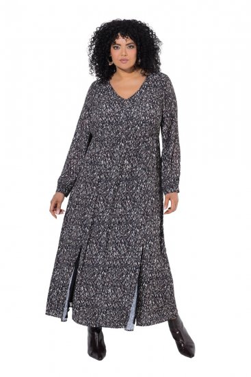 Ulla Popken 852606 Mønstret maxikjole Sort - Maxikjoler - Maxikjoler i plus size