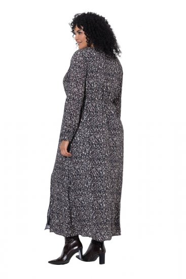 Ulla Popken 852606 Mønstret maxikjole Sort - Maxikjoler - Maxikjoler i plus size