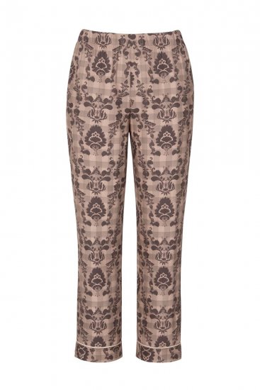 Ulla Popken 852649 Mønstret pyjamas med skjortekrave Brun - Pyjama/Loungewear - 