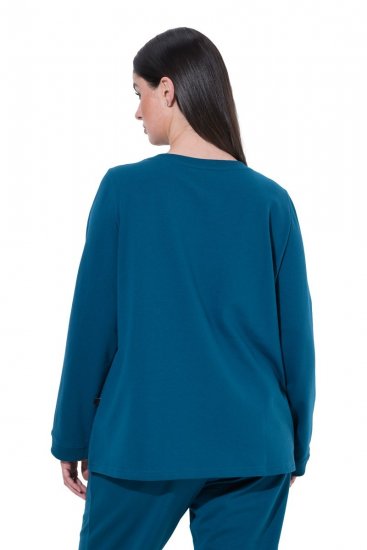 Ulla Popken 852710 Langærmet hjemmesweater Petrol - Pyjama/Loungewear - 