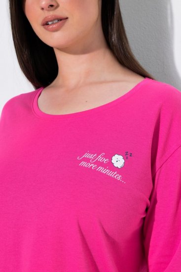 Ulla Popken 852747 Langærmet pyjamasoverdel Rosa - Pyjama/Loungewear - 