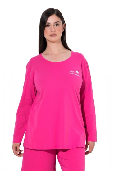 Ulla Popken 852747 Langærmet pyjamasoverdel Rosa - Pyjama/Loungewear - 