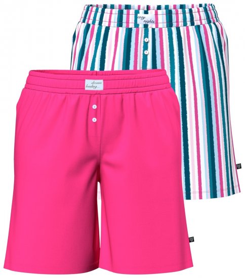 Ulla Popken 852752 Stribede pyjamasshorts 2-pak Rosa - Pyjama/Loungewear - 