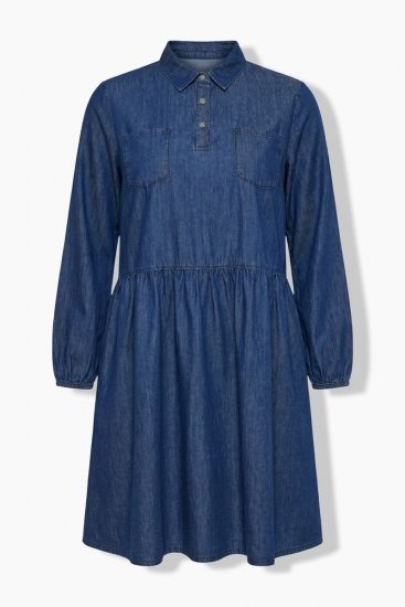 Ulla Popken 852768 A-formet denimkjole med lommer Denimblå - Kjoler - Kjoler til alle størrelser