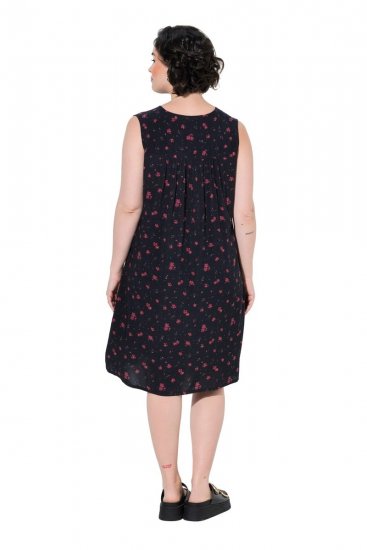 Ulla Popken 852824 Blomstret kjole Sort - Sommerkjoler - Sommerkjoler i store størrelser