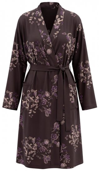 Ulla Popken 853204 Blomstret morgenkåbe Brun - Morgenkåber & badekåber - 