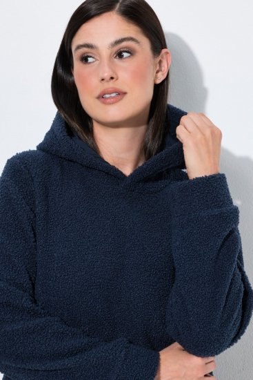 Ulla Popken 853353 Hjemmekjole med hætte Mørkeblå - Pyjama/Loungewear - 