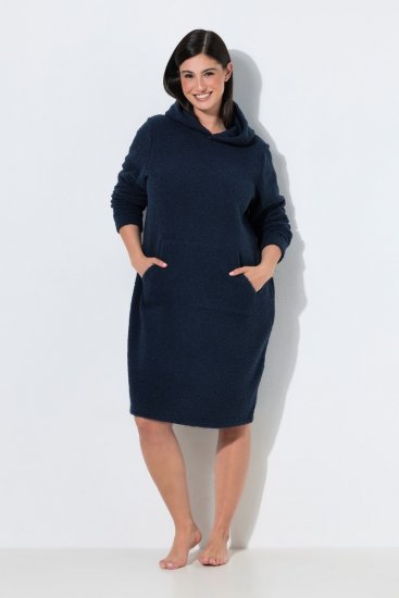 Ulla Popken 853353 Hjemmekjole med hætte Mørkeblå - Pyjama/Loungewear - 