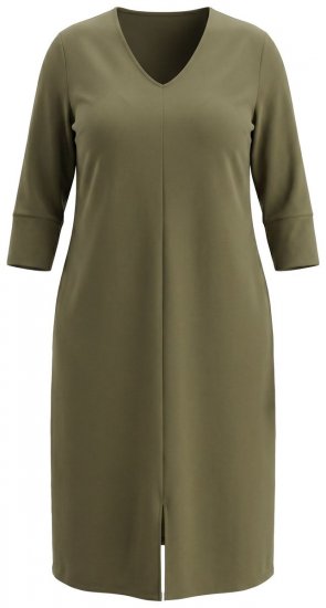Ulla Popken 853510 Midikjole med lommer Khaki - Midikjoler - Midikjoler i store størrelser