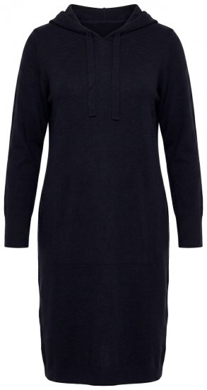 Ulla Popken 853669 Langærmet sweatkjole med hætte Mørkeblå - Sweatkjoler - 