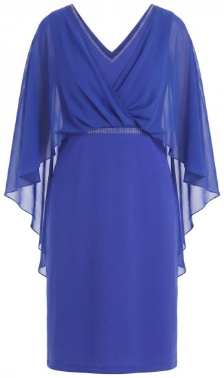 Ulla Popken 853675 Chiffonkjole med 3/4-ærmer Blå - Aftenkjoler - Festkjoler i plus size