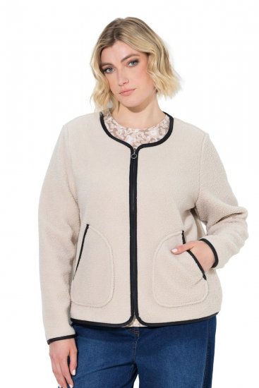 Ulla Popken 853685 Teddyjakke Champagne - Jakker - Dame jakker i store størrelser