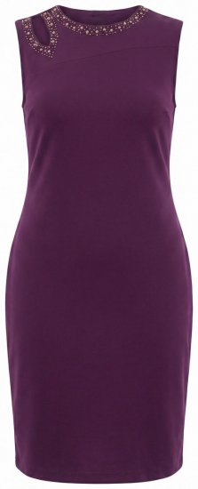 Ulla Popken 853766 Bodycon-kjole med similisten Blomme - Aftenkjoler - Festkjoler i plus size