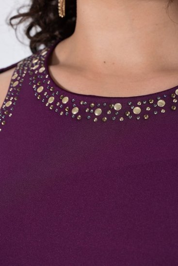 Ulla Popken 853766 Bodycon-kjole med similisten Blomme - Aftenkjoler - Festkjoler i plus size