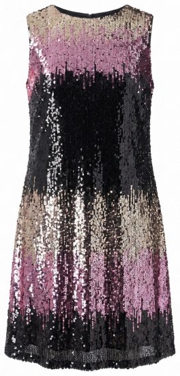 Ulla Popken 853768 Stribet pailletkjole Sort - Aftenkjoler - Festkjoler i plus size
