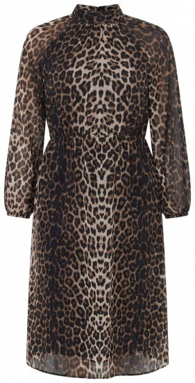 Ulla Popken 853788 Dyreprintet chiffonkjole Lysebrun - Maxikjoler - Maxikjoler i plus size