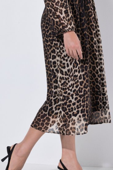 Ulla Popken 853788 Dyreprintet chiffonkjole Lysebrun - Maxikjoler - Maxikjoler i plus size