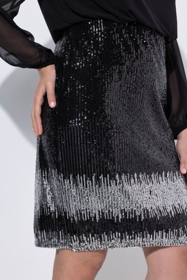 Ulla Popken 853810 Pailletkjole Sort - Aftenkjoler - Festkjoler i plus size