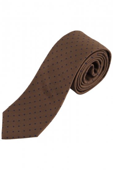 JP1880 853822 Prikket silkeslips ekstralang Mørkebrun - Slips og butterfly - 