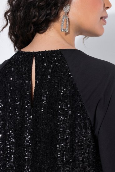 Ulla Popken 853871 Pailletkjole Sort - Aftenkjoler - Festkjoler i plus size