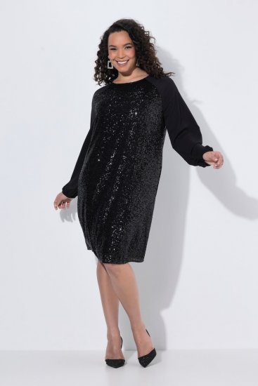 Ulla Popken 853871 Pailletkjole Sort - Aftenkjoler - Festkjoler i plus size