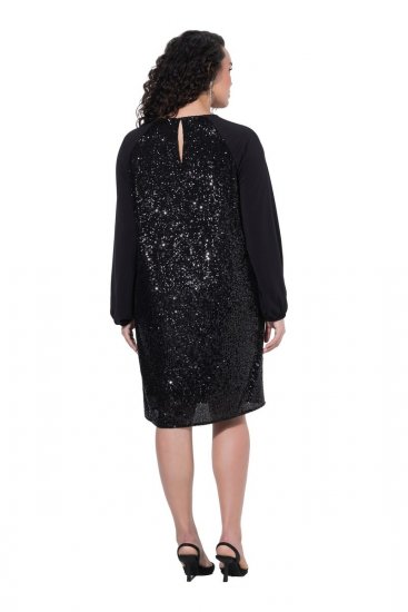 Ulla Popken 853871 Pailletkjole Sort - Aftenkjoler - Festkjoler i plus size