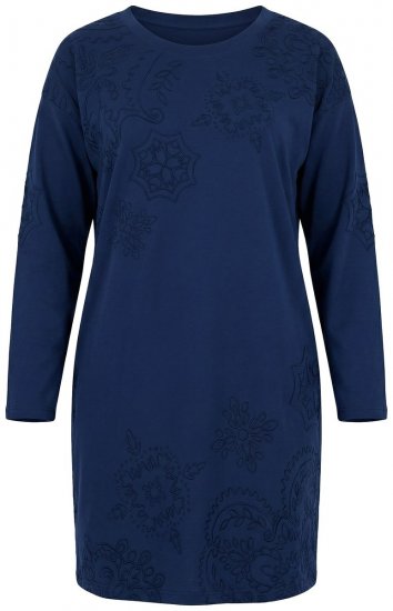 Ulla Popken 853877 Blomstret sweatkjole Mørkeblå - Kjoler - Kjoler til alle størrelser