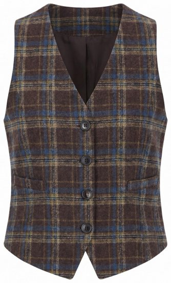 Ulla Popken 853892 Ternet vest med V-hals Mahognibrun - Dragtveste - 