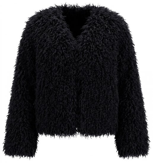 Ulla Popken 853894 Kort jakke i kunstpels Sort - Jakker - Dame jakker i store størrelser